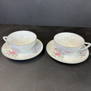 Vintage "Golden Rose" Cup & Saucer, Gold Rimmed By Fine China Of Japan, Set of 2